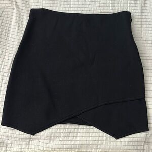 JOA black crisscross hem mini skirt